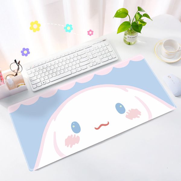 Mouse almofadas de mouse o pulso repousa o desenho animado de Kawaii Big Ear Dog Mouse Pad Table Mat Office Ganishing Gaming espessou uma almofada de escrita grande não deslizamento 80x30cm 230518