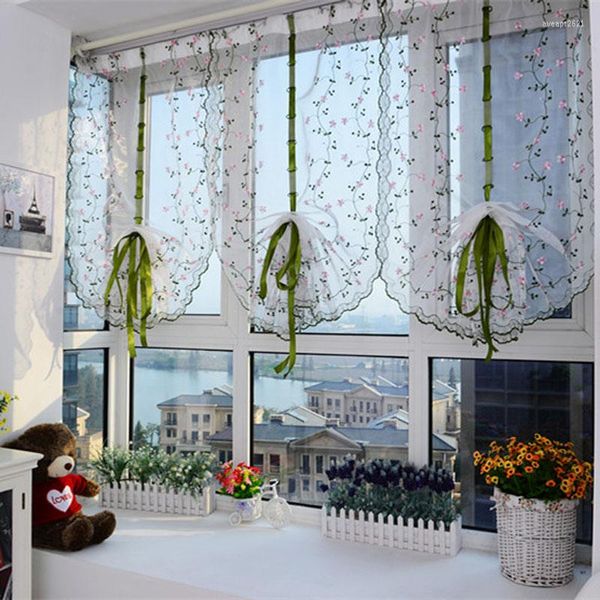 Cortina Jacquard Tulle translucidus bordou as cortinas de voil bordadas para a sala de estar o tratamento da janela do painel do quarto