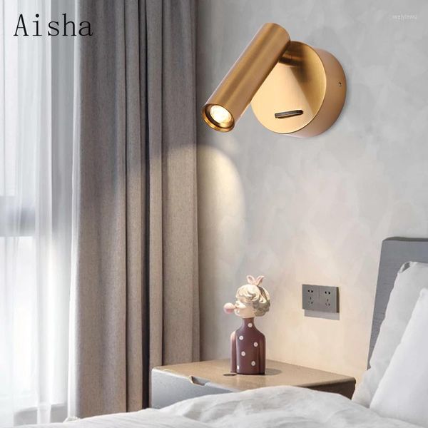 Wandlampen Innen-LED-Licht mit Schalter Wandleuchte für Dekoration Home Schlafzimmer EL Zimmer Nachtbrett Buch Leseleuchte