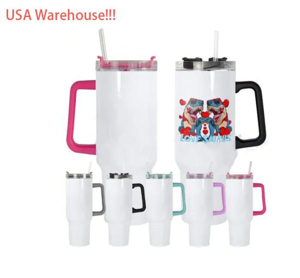 USA Warehouse 40oz Sublimationsbecher Edelstahl Bierkrug mit großem Fassungsvermögen Isolierter Reisebecher mit abnehmbarem Griff Reisekaffeebecher 20 Stück/Karton