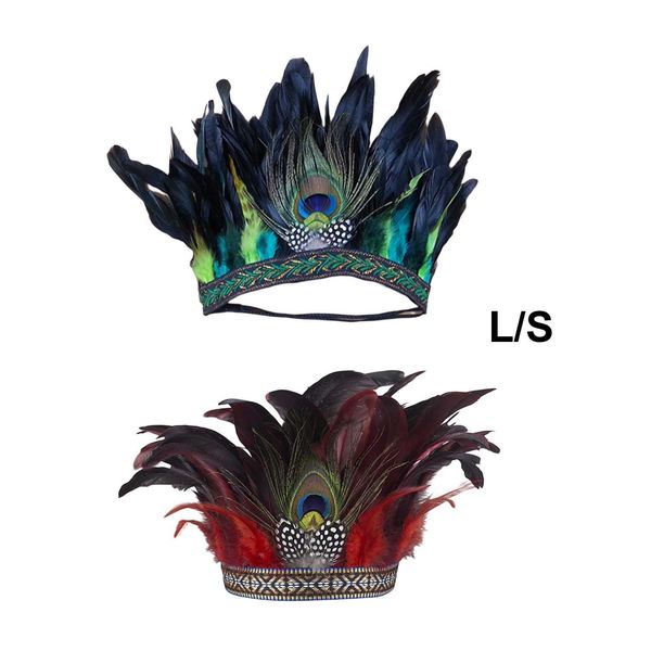 Faixa da coroa de faixas da cabeça Casa da coroa de pavão indiana Fascinator -toucado decorativo para show de dança Carnival Halloween 230518