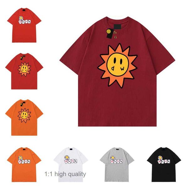 Damen T-Shirt Herren Designer T-Shirt Smiley Sun Spielkarten T-Shirt Damen Grafikdruck T-Shirt Sommer Trend Ärmel Freizeithemden Top High Street Drews House Afz