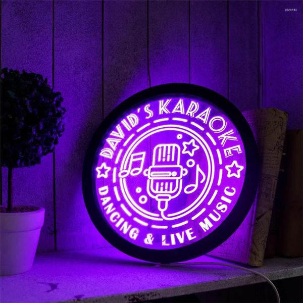 Lâmpada de parede personalizada karaokê néon name personalizado texto para cantar música led luminosas noturnas decorações penduradas 30/40/50cm