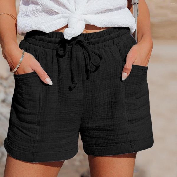 Damen-Shorts, gerades Bein, Sport, hohe Taille, Damen-Paperbag, elegante Badebekleidung für Damen