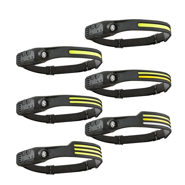 Lampada frontale a induzione Lampada frontale a LED COB con torcia a batteria integrata Lampada frontale ricaricabile USB 5 modalità di illuminazione Lampada frontale W689