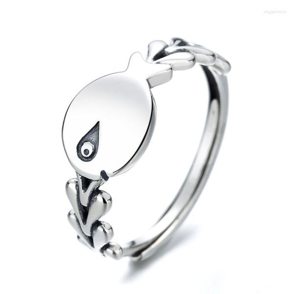 Ringos de cluster SA Silrage Men's Ring S925 Sterling Silver Fashion Personalidade Fish Finger Ladies Simple Ajustável Mulheres Jóias