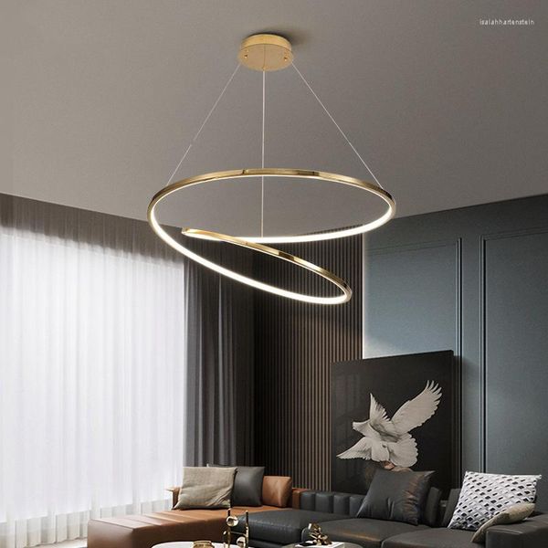 Lâmpadas pendentes de luzes inoxidáveis ​​modernas LED LED GOLD LUXURO RESTAURANTE EL EL CRIATIVA ILUMINAÇÃO MINIMALISTA DECO HANGLAMP