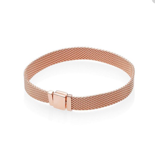 Bracciale in maglia di lusso in oro rosa per Pandora Bracciali di design in argento sterling 925 per donna Regalo per fidanzata da uomo Bracciale per coppia Gioielli da sposa con scatola originale