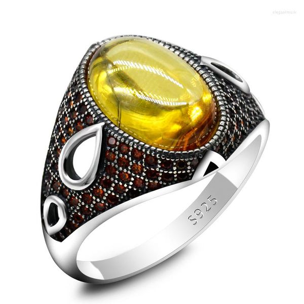 Clusterringe 925 Sterling Silber Ring für Männer echter Zirkonsteinschmuck Mode Vintage Geschenk Onyx Edelstein Männer alle Größe Frauen