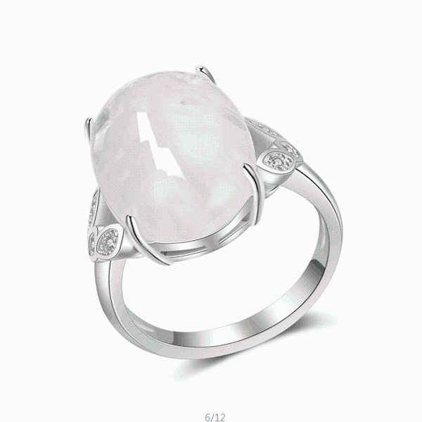 Anéis de casamento anel de prata clássico temperamento requintado modelos femininos incrustados jóias de mão de zircão alabastro