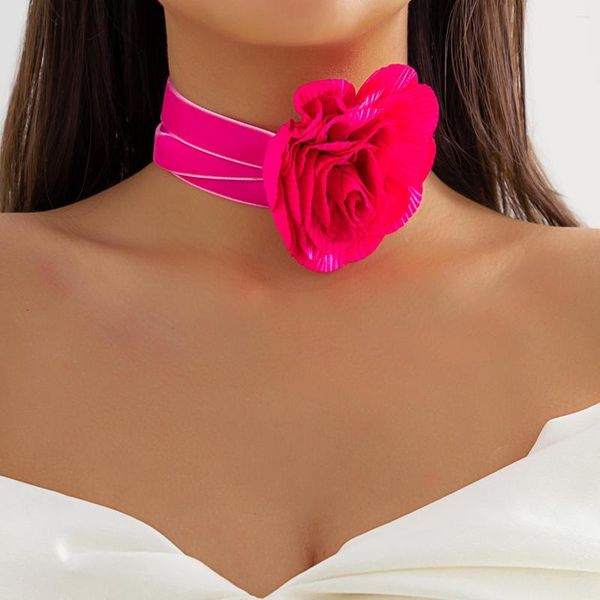 Anhänger Halsketten Elegante Große Rose Blume Halskette Für Frauen Schlüsselbein Kette Mi Romantische Einstellbare Lange Sexy Mariage Schmuck Geschenk