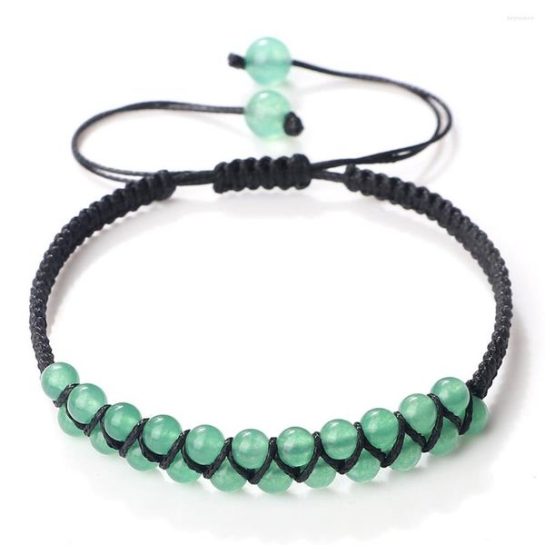 Strand Double Cayer Brapelet Women Moda Moda de 4 mm Green Green Purple azul de calcedonia vermelha Bracelets Ajustes de homens ajustáveis ​​jóias