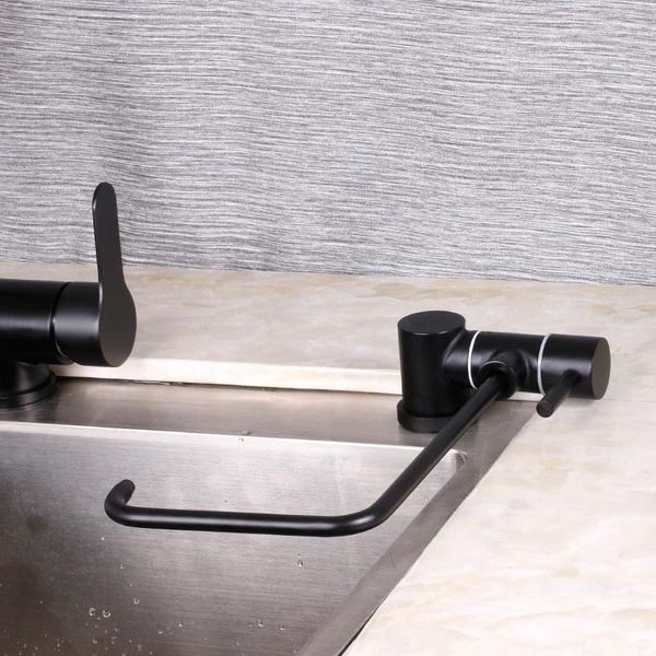 Mutfak muslukları siyah ücretsiz katlanabilir su filtresi musluk içme, ters ozmoz sistemi için katlanır musluk olabilir