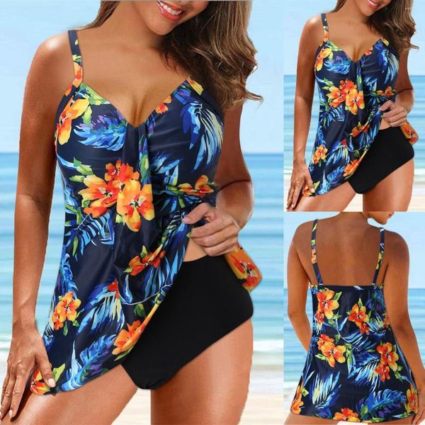 Женские купальники женщин плюс размер печатной печатной планы Swimjupmiuit Swimsuit Beachwear Plaseded Floral