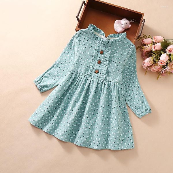 Mädchen Kleider Mädchen Kleid Baby Baumwolle Blumen Prinzessin Kinder Samt Warme Kinder Langarm Kleidung