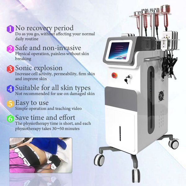 8 Sistema dimagrante 40k Cavitazione Macchina Lipo Laser Perdita di peso Vuoto ad ultrasuoni Pressoterapia RF LLLT Lipolisi Corpo