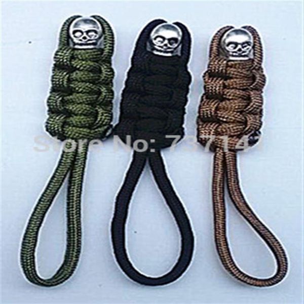 6 pcs Paracadute Paracord Sopravvivenza Skull-Mummy Portachiavi - Zipper Pull 550 Skull Paracord Portachiavi285f