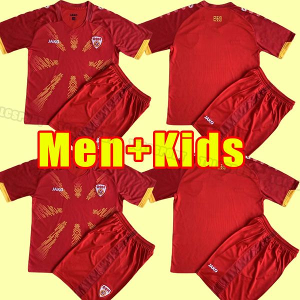 Men Kids 2023 North Macedonia Soccer Jerseys Elmas Alioski Pandev Trajkovski Jahovic Ristovski Musliu 2023 2024 Seleção Nacional Home Men Kit Camisa de futebol 23 24 24