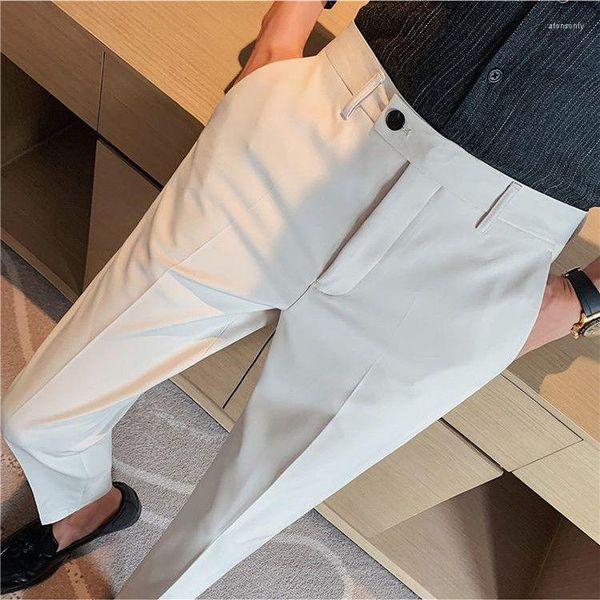 Terno masculino Faixa masculina Calças Slim Fit Feet Roupas de moda Filmes Flacks Man Casual Elegant Work Business Mens Vestido