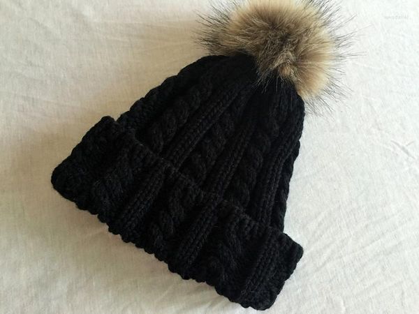 Mützen Beanie/Totenkopfkappen 2023 Mode Herbst/Winter Einfarbig Verdickung Warm Joker Saumball Strickmode Hut Mützen für Frauen1 Wend22