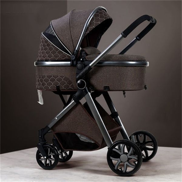 Bebek puset ve bebek arabası 3 1 arada 1 açık yürüyüş rahat rahat yumuşak pamuk malzeme yüksek peyzaj uzanan sepet katlanabilir siyah beyaz ba01 c23