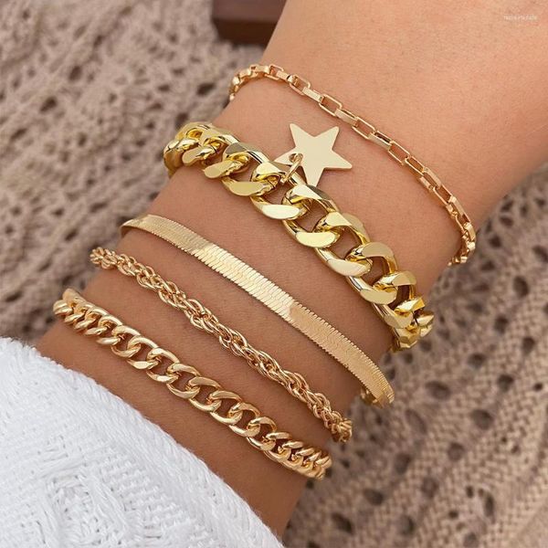 Bracelets de link Moda Multilayer Gold Metal Star Chain Bangles para mulheres Presentes de jóias de cores vintage