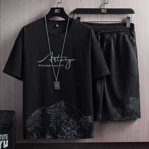 Herren-Trainingsanzüge, Sommer-3D-Druck, lässiges 2-teiliges Set für Herren in Übergröße, O-Ausschnitt, T-Shirt, Shorts, Freizeit-Outfit