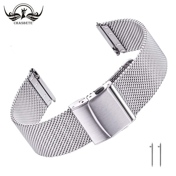 Assista Bands Bands Stainless Steel Mesh Watch Band for Mens Women Release Quick Mesh Relógio tiras 16mm 18mm 19mm 20mm 21mm 22mm 230518