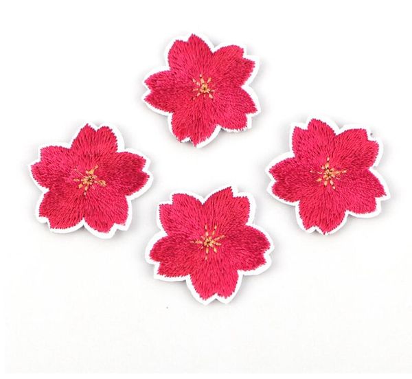 Patch colorate di fiori di ciliegio per vestiti, applique da ricamo, forniture per cucire, decorativo, rosa, verde, blu, rosso, Sakura