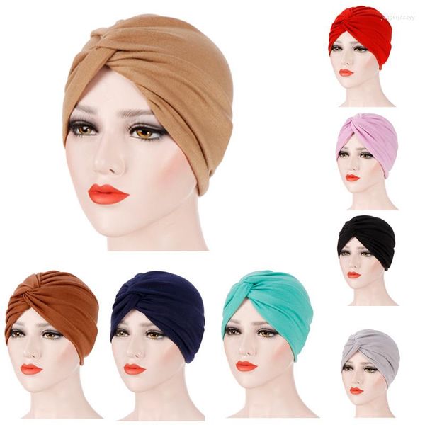 Abbigliamento etnico Donne musulmane Twist Knot Chemio Caps Cancer Hat Turban Bonnet Head Sciarpa Wrap Berretti Skullies Berretto islamico arabo