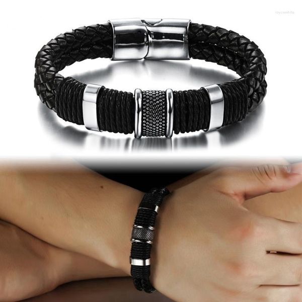 Charm-Armbänder aus Leder, gewebtes Metall für Männer und Frauen, Persönlichkeit, handgefertigter Schmuck, Modeaccessoires, Geschenke für Männer