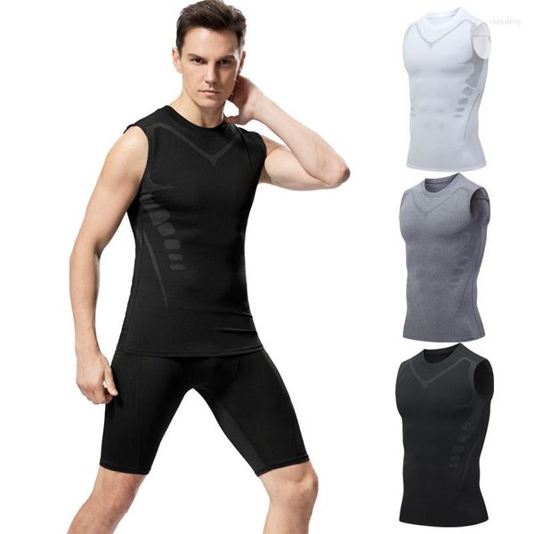 Tampo masculino Tampo esportivo Tights Men Running Roupas de basquete elástico rápido Roupas de treinamento de fitness Manguingão