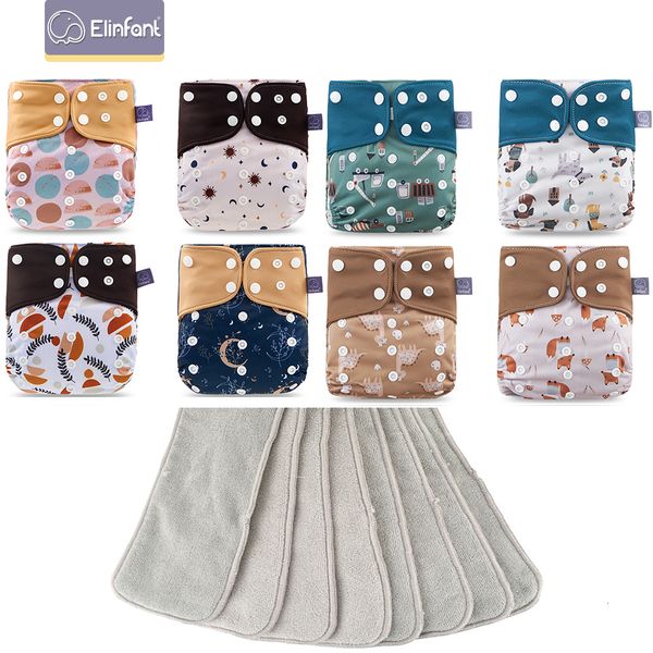 Изменение прокладки покрывает подгузники Elinfant Cloth Set Baby 8 ПК/установленные карманные подгузники один размер или с 8 шт.
