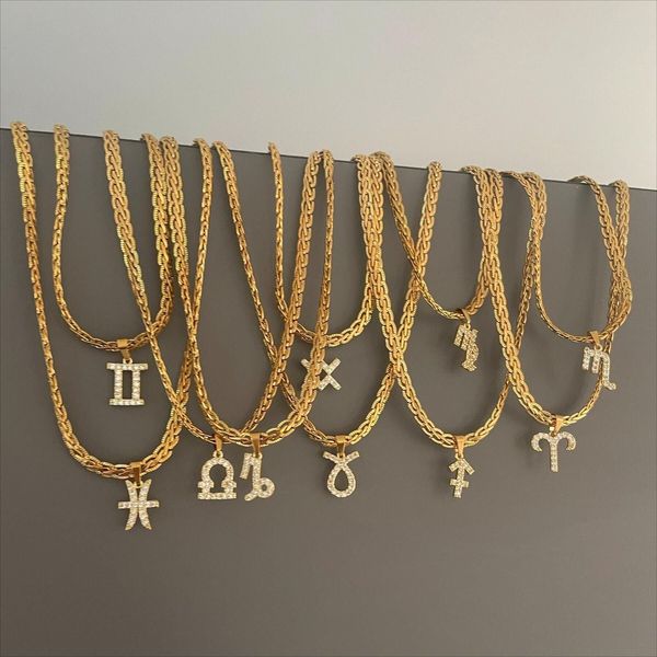 Chokers moda aço inoxidável colar zodíaco de signo para mulheres 12 constelações colar de pendente Mulheres colar de jóias de joias masculinas 230518