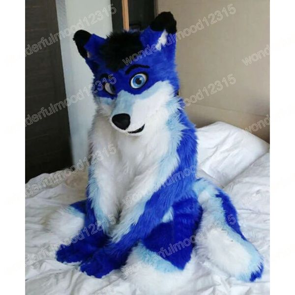 Performance Royal Blue Husky Dog Mascot Costumes Carnaval Hallowen Gifts Unissex Adultos Fancos jogos de festa