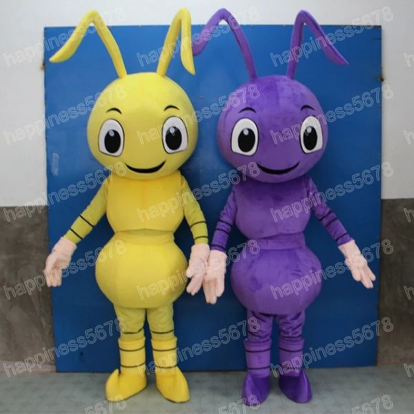 Costume da mascotte formica gialla/viola di Halloween Carnevale unisex per adulti Vestito per adulti Taglia per adulti Festa di compleanno per feste all'aperto Puntelli per costumi