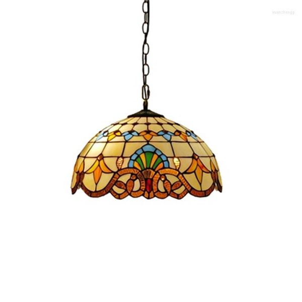 Lampadari Lampadario vintage europeo retrò colorato in vetro colorato Lampadario mediterraneo Bar Cucina Decorazioni per la casa Lampada a sospensione Tiffany