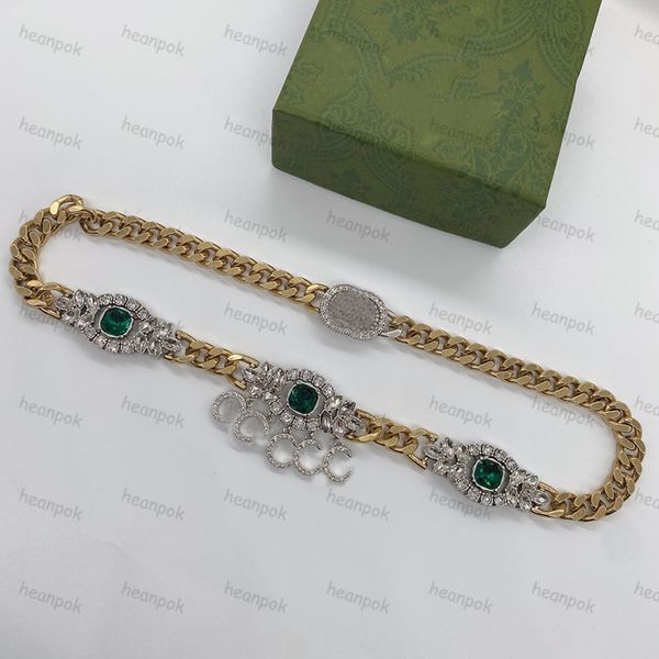 Vintage Emerald Tasarımcı Kolyeleri Küba gerdanlık kristal kolye yakalar punk g tıknaz kalın bağlantı zinciri kadınlar kadınlar en kaliteli mücevher