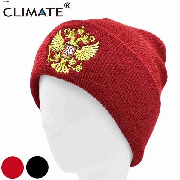 Beanie / Skull Caps CLIMATE Men Russia Beanie Hat Russian Emblem Winter Beanie National Day Skullies Uomo Donna Warm Knitted Hats Cap for Men Women J230518