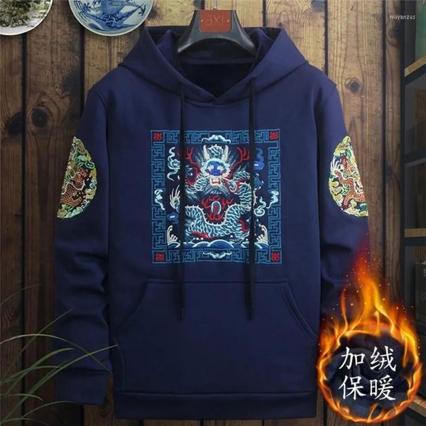 Moletons masculinos do inverno Menir moletons chineses bordados harajuku manga longa tops sudadera e lã casual pulôver masculino