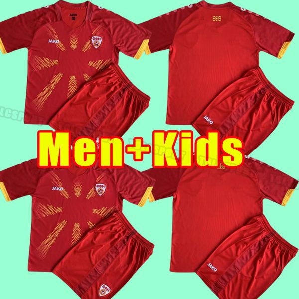 Men Kids 2023 24 North Macedonia Soccer Jerseys Elmas Alioski Pandev Trajkovski Jahovic Ristovski Musliu 2023 2024 North Macedonia Home Men Kit Camisa de futebol