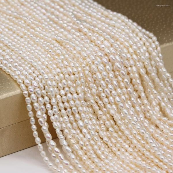 Perline di grado naturale d'acqua dolce di riso bianco perla fai da te carino elegante ciondolo collana bracciale gioielli accessori creazione di regali