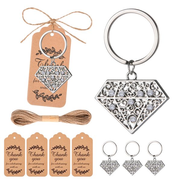 Casamento Silver Diamond Ring Keyring Presente de casamento criativo Enviar presentes ou lembranças de convidados