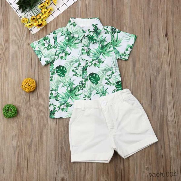 Kleidungssets 2PCs Kleinkind Kinder Baby Jungen Kleidung Set Sommer Kurzarm Blätter Gentleman Hemd Tops Shorts Formale Outfit Kleidung R230518