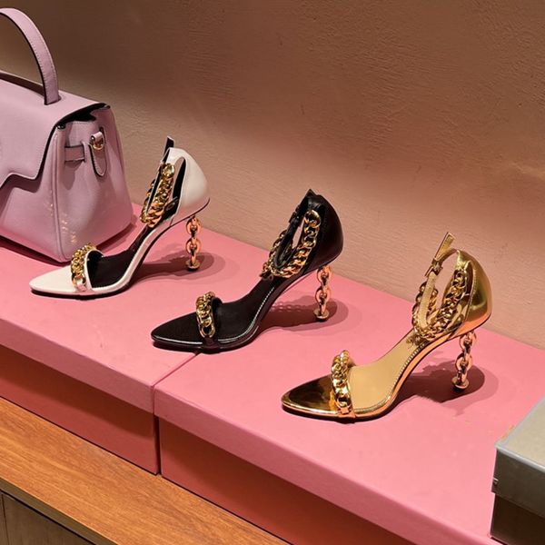 Сандальцы дизайнер с атмосфером элегантная сандалия 8 см шпильки высокого каблука хрустальные золотые туфли