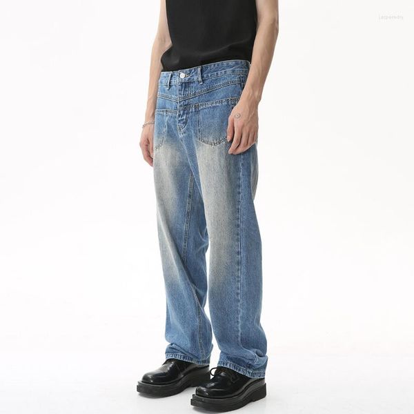 Männer Jeans SYUHGFA Frühling Sommer Männer Gerade Jean Lose Hohe Taille Tid-dye Breite Bein Denim Hose 2023 Koreanische Stil mode Kleidung