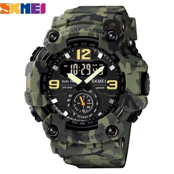 Avanadores de pulso Vintage Homem Military assistir 50m Waterspert Watchwatch Skmei Top Brand Casual Sport Style Relógio Digital PU Band Original 230517