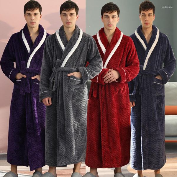 Erkekler Vastık Nightgown Erkekler Çift Sıcak Flanel Batak Robe 2023
