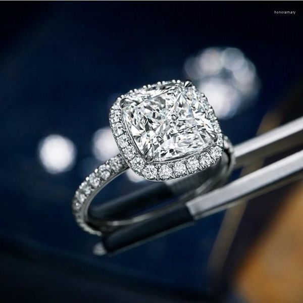 Ringos de cluster Choucong Promise anel CUSHION CUT 3CT Diamond CZ 925 Sterling Silver Engagement Weanding Band Jewelry