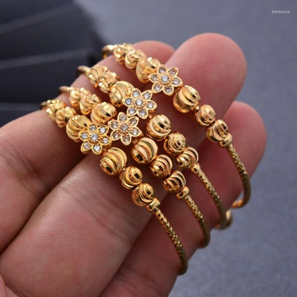 Bangle 24K 4pcs étnico dubai não americano africana cor de ouro de ouro/bebê/crianças bangleblelet para brindes para crianças presentes de joias